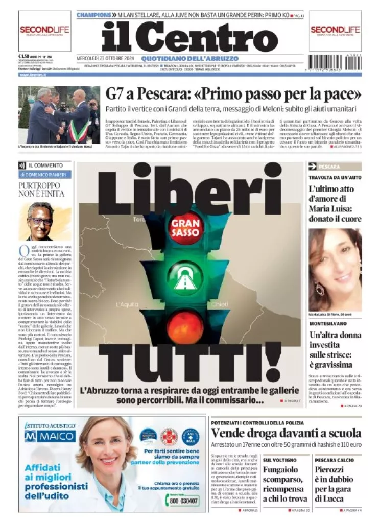 Prima-pagina-il centro-oggi-edizione-del-2024-10-23